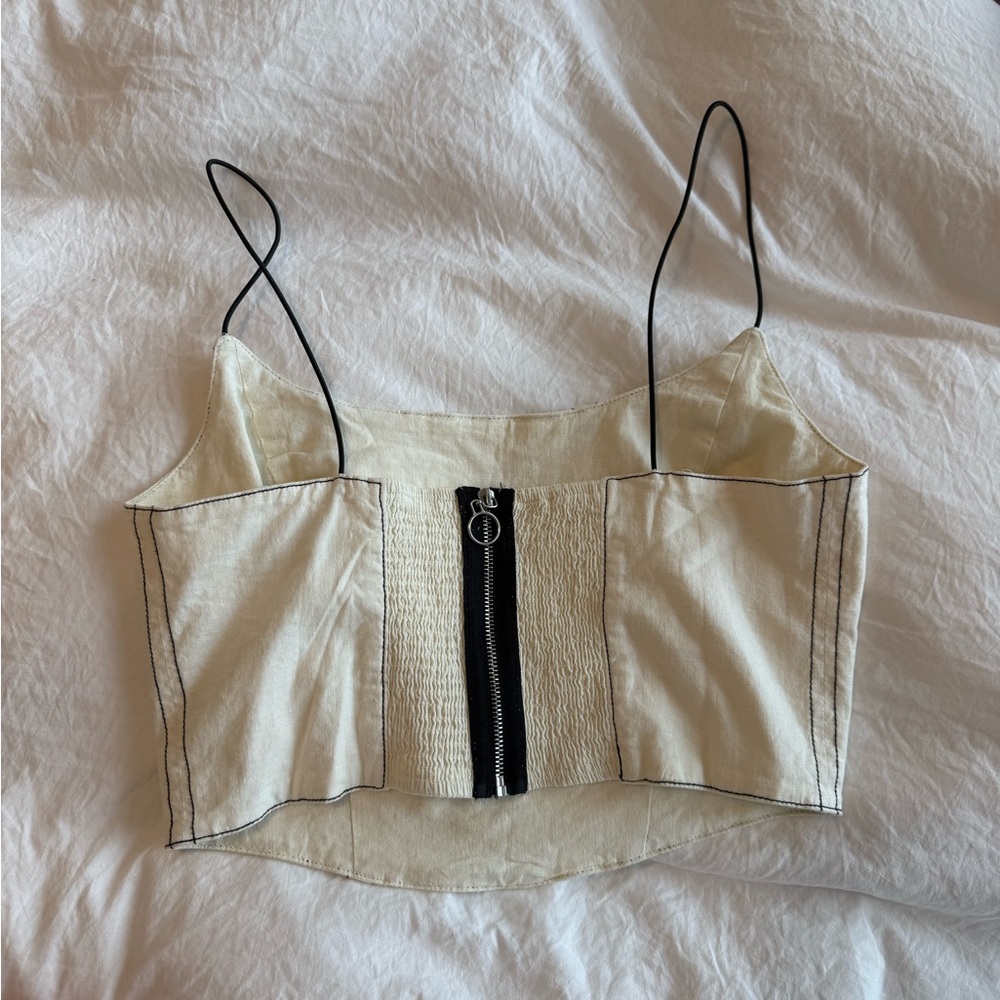 Urban Outfitters Cream Camisole with Black Straps - Picture 2 of 3